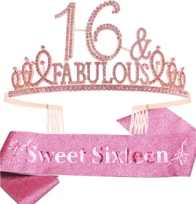 Sweet 16 Gifts for Girls, Sweet 16 Birthday Decorations, Sweet 16 Tiara Pink, Sweet 16