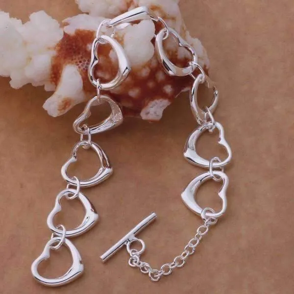 Tangled Hearts Sterling Silver Matching Lariat Necklace and Bracelet Set