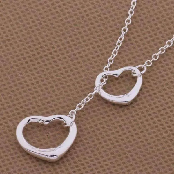 Tangled Hearts Sterling Silver Matching Lariat Necklace and Bracelet Set