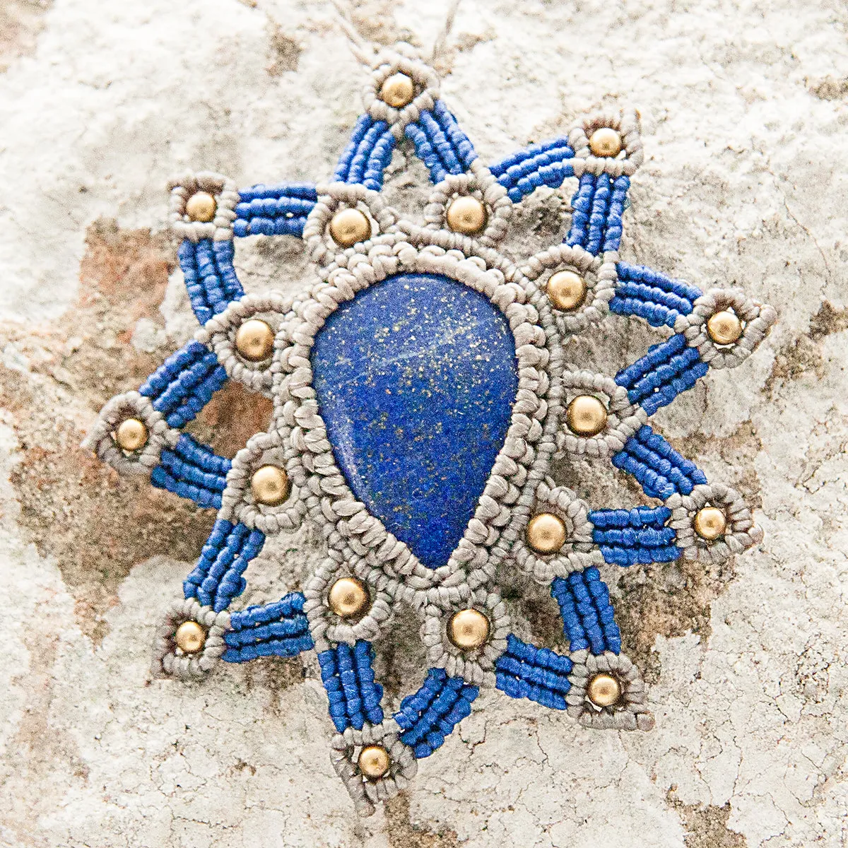 Tara Macrame Pendant with Lapis Lazuli Stone