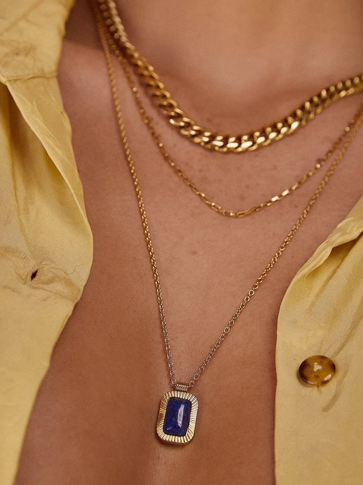 Teo Gold Necklace - Lapis