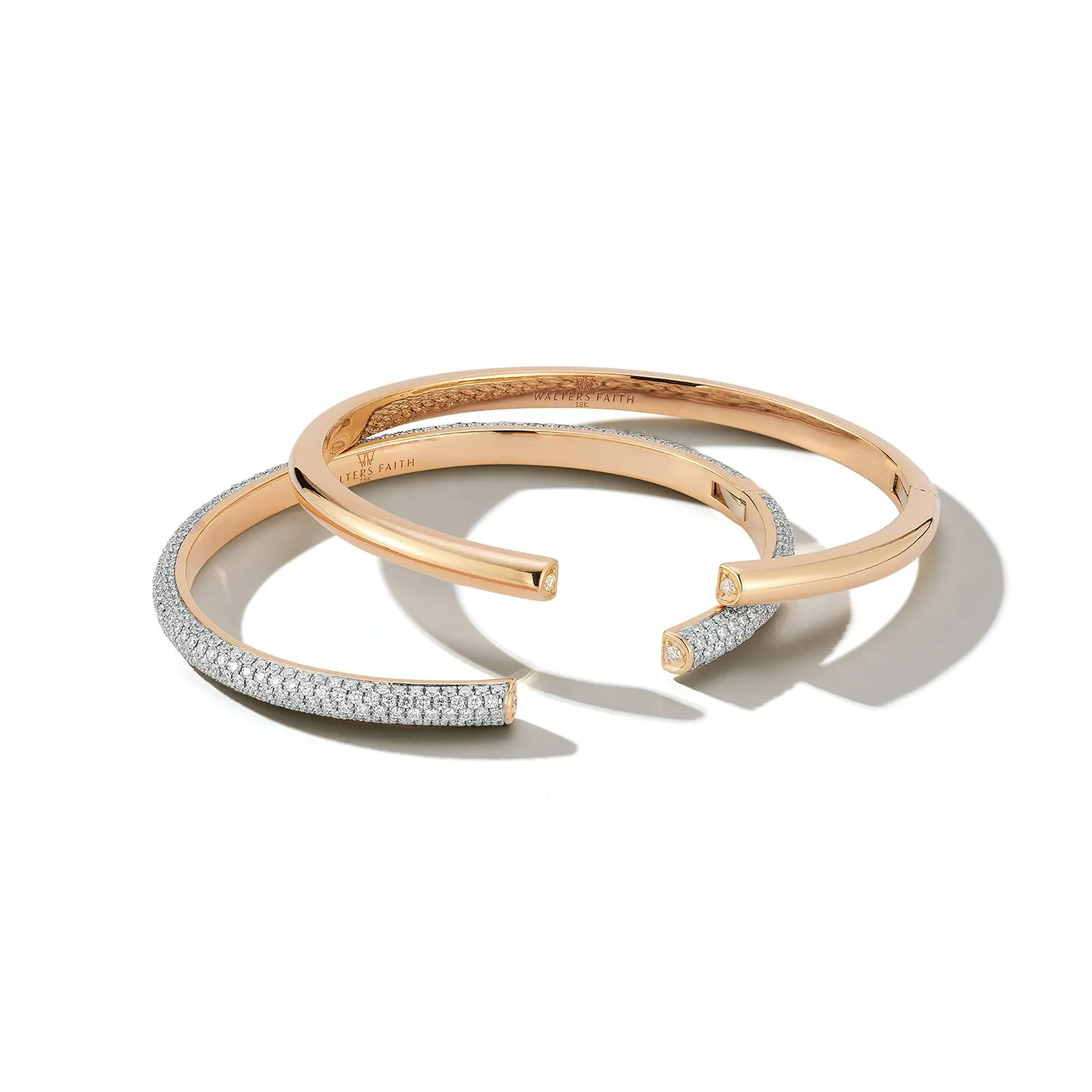 THOBY 18K GOLD AND DIAMOND TUBULAR CUFF BRACELET