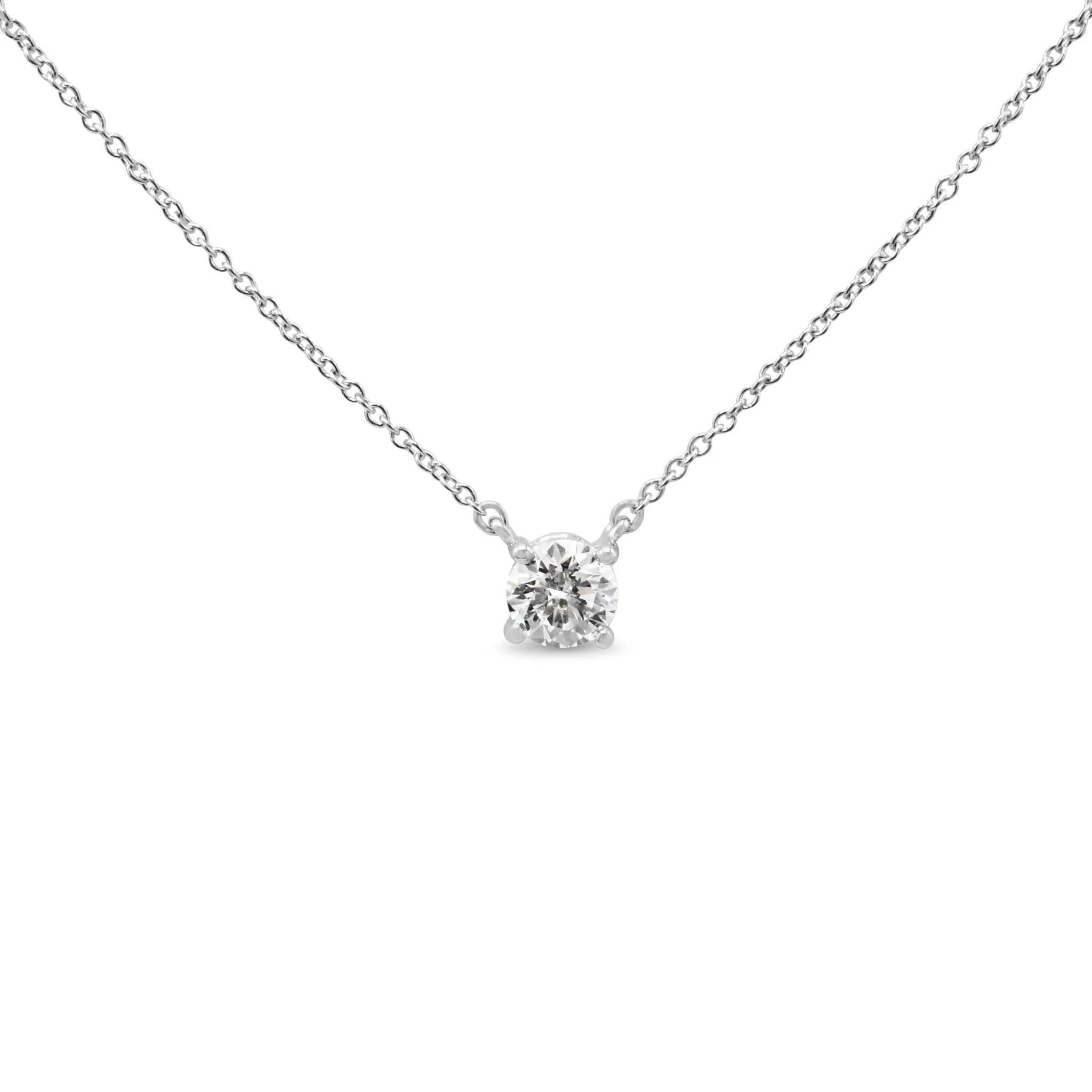 Tiffany Diamond Solitaire Pendant Necklace 16" - Platinum