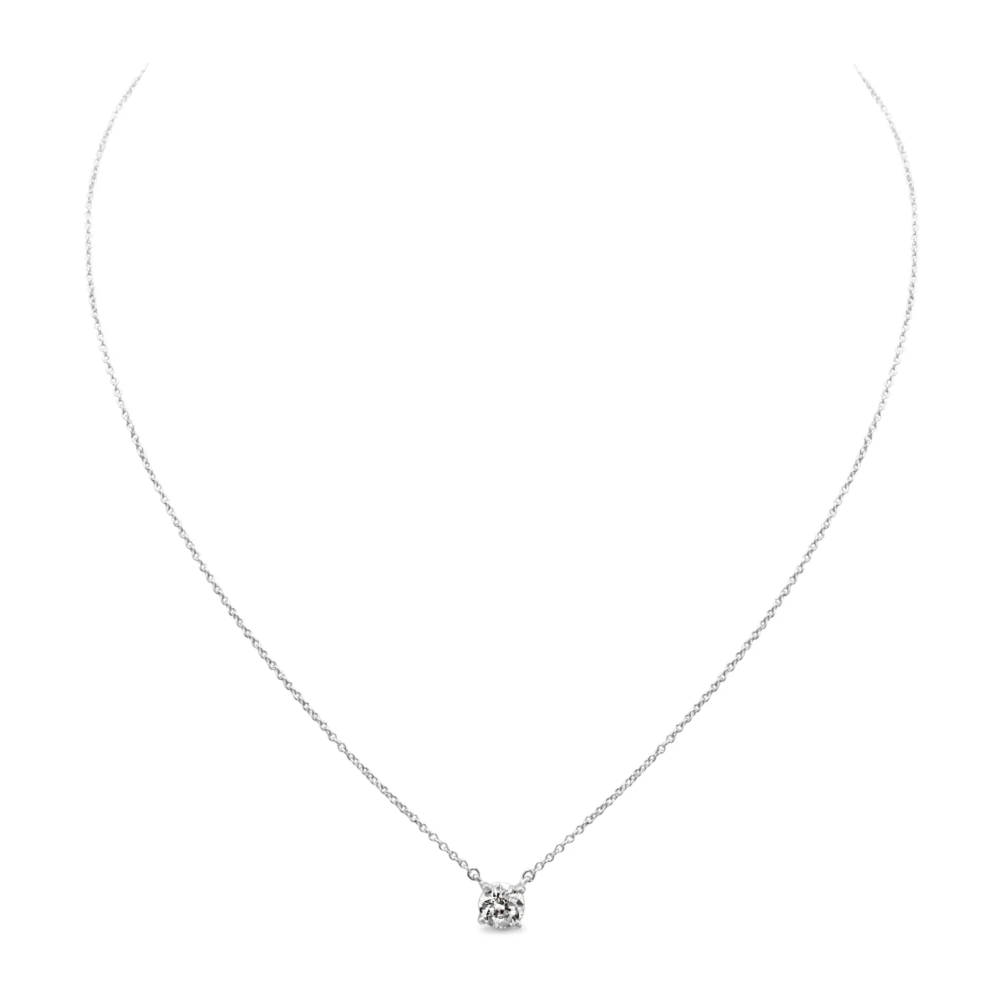 Tiffany Diamond Solitaire Pendant Necklace 16" - Platinum