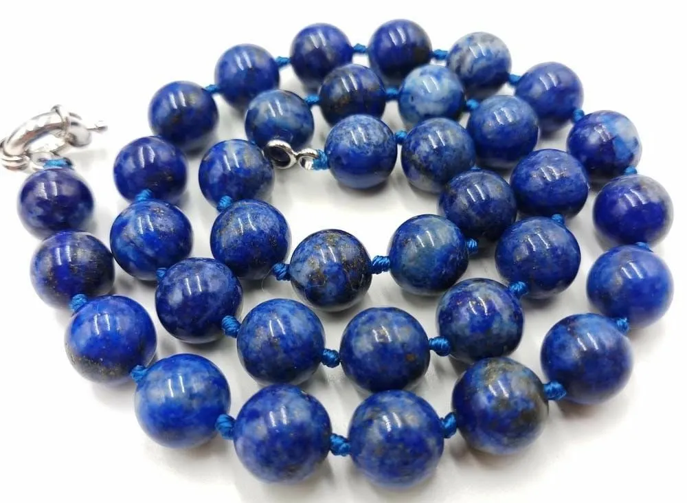 Timeless Blue Egyptian Lapis Lazuli Gemstone Double-Knotted Statement Necklace 20"