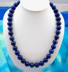 Timeless Blue Egyptian Lapis Lazuli Gemstone Double-Knotted Statement Necklace 20"