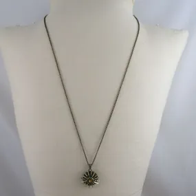 Topaz Crystal & Antique Gold Sun Burst  Pendant Necklace