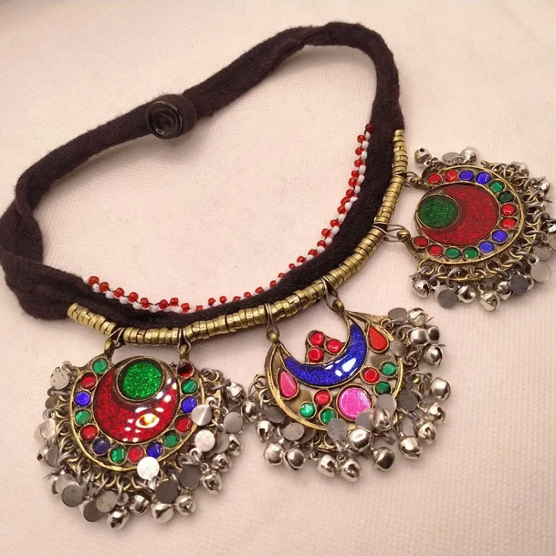 Tribal Three Petal Kuchi Vintage Choker Necklace