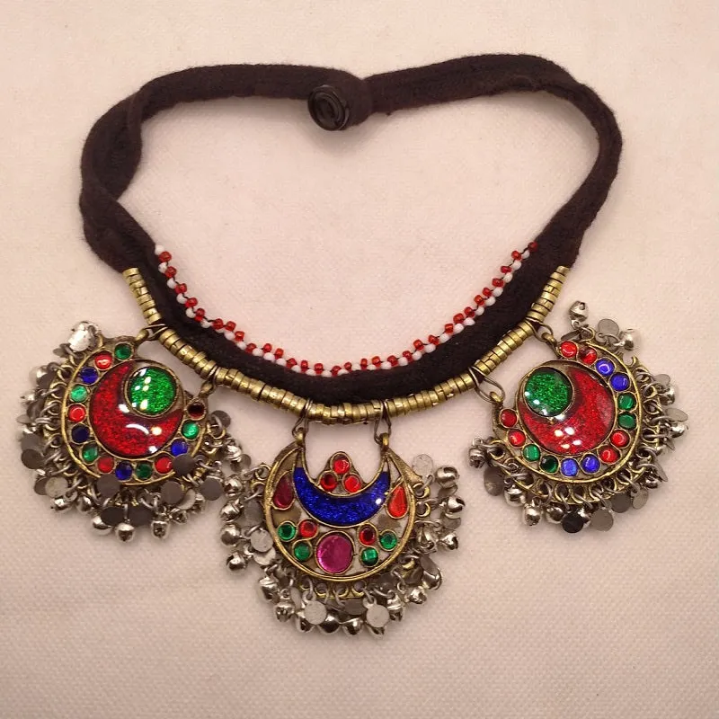 Tribal Three Petal Kuchi Vintage Choker Necklace