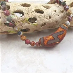 Unique Tibetan Agate and  Red Creek Jasper Necklace