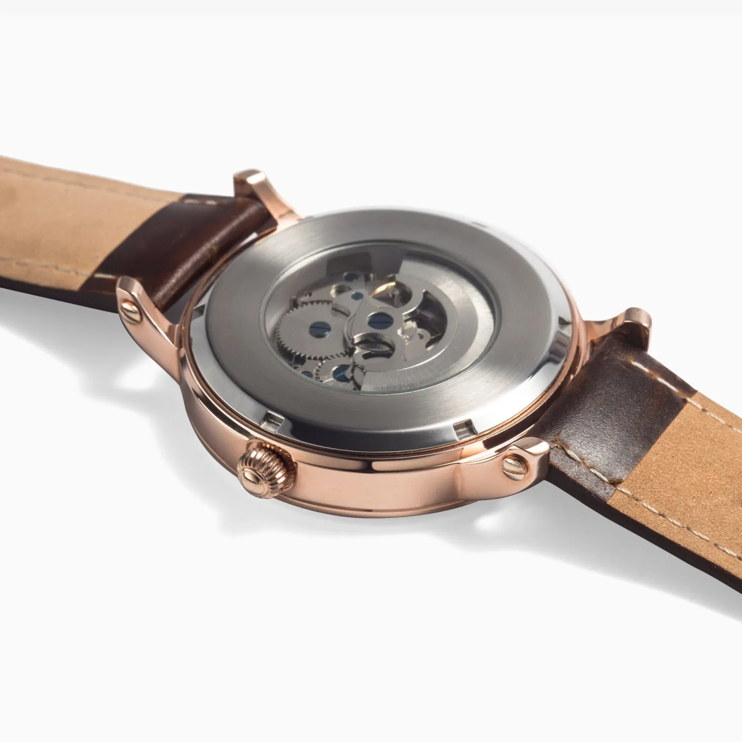 Unisex Automatic Watch (Rose Gold) - White Leather