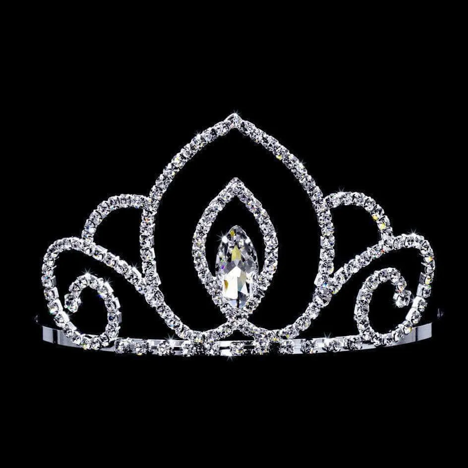 Vaulted Navette Swirl Crystal Rhinestone 3" Tiara