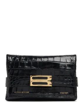 Victoria Beckham   Mini B buckle chain croc embossed clutch 