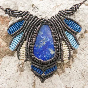 Vishuddha Macrame Pendant with Lapis Lazuli Stone