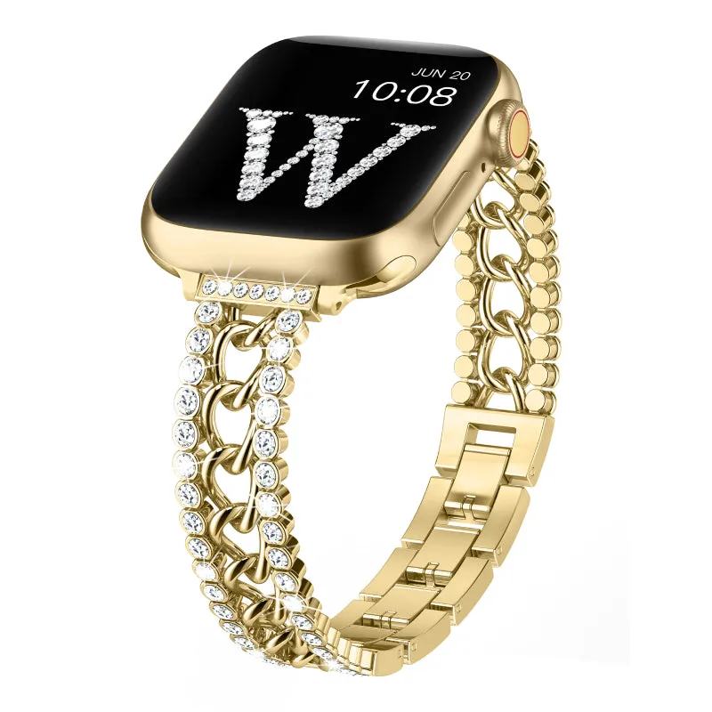 Wearlizer Compatible with Apple Watch Band 38mm 40mm 41mm 42mm 44mm 45mm 49mm Women Girls, Slim Dressy Glitter Bling Diamonds Jewelry Metal Bracelet for iWatch 9/8/7/6/5/4/3/2/1/SE/Ultra/Ultra 2