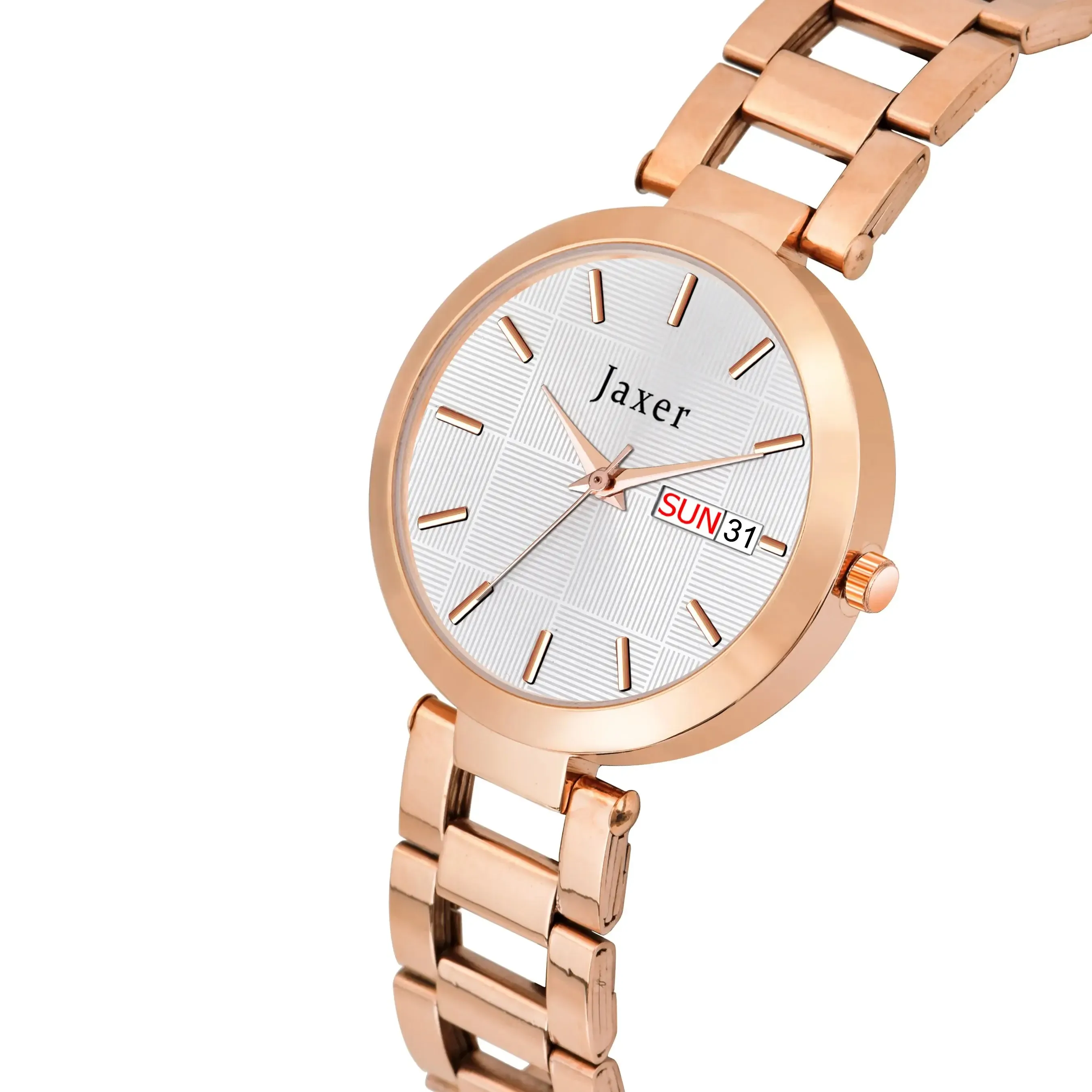 White Dial Golden Steel Chain Analog Watch For Women - JXRW21206