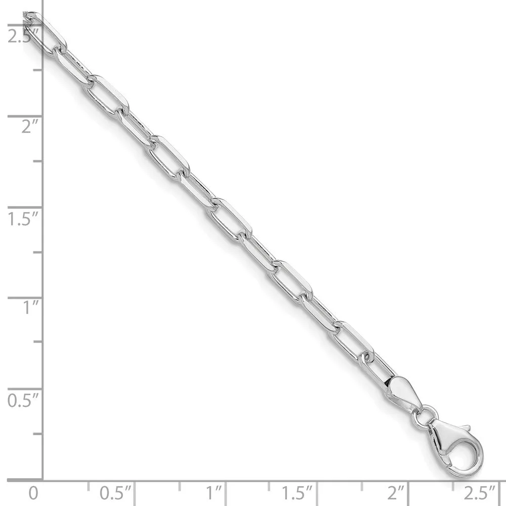 White Gold Leslie's 14k 3.5mm 8 Inches Solid Beveled Diamond Cut Paperclip Chain Bracelet Model-7357-8