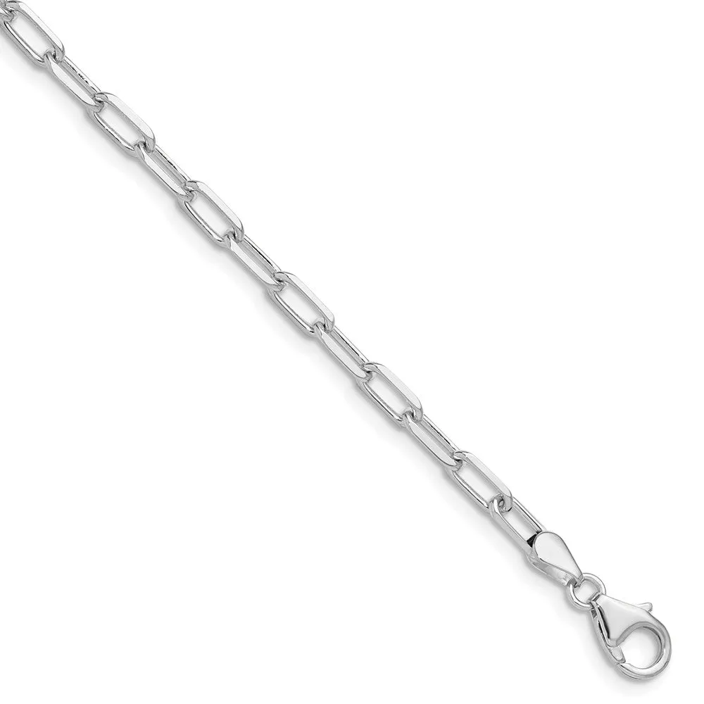 White Gold Leslie's 14k 3.5mm 8 Inches Solid Beveled Diamond Cut Paperclip Chain Bracelet Model-7357-8